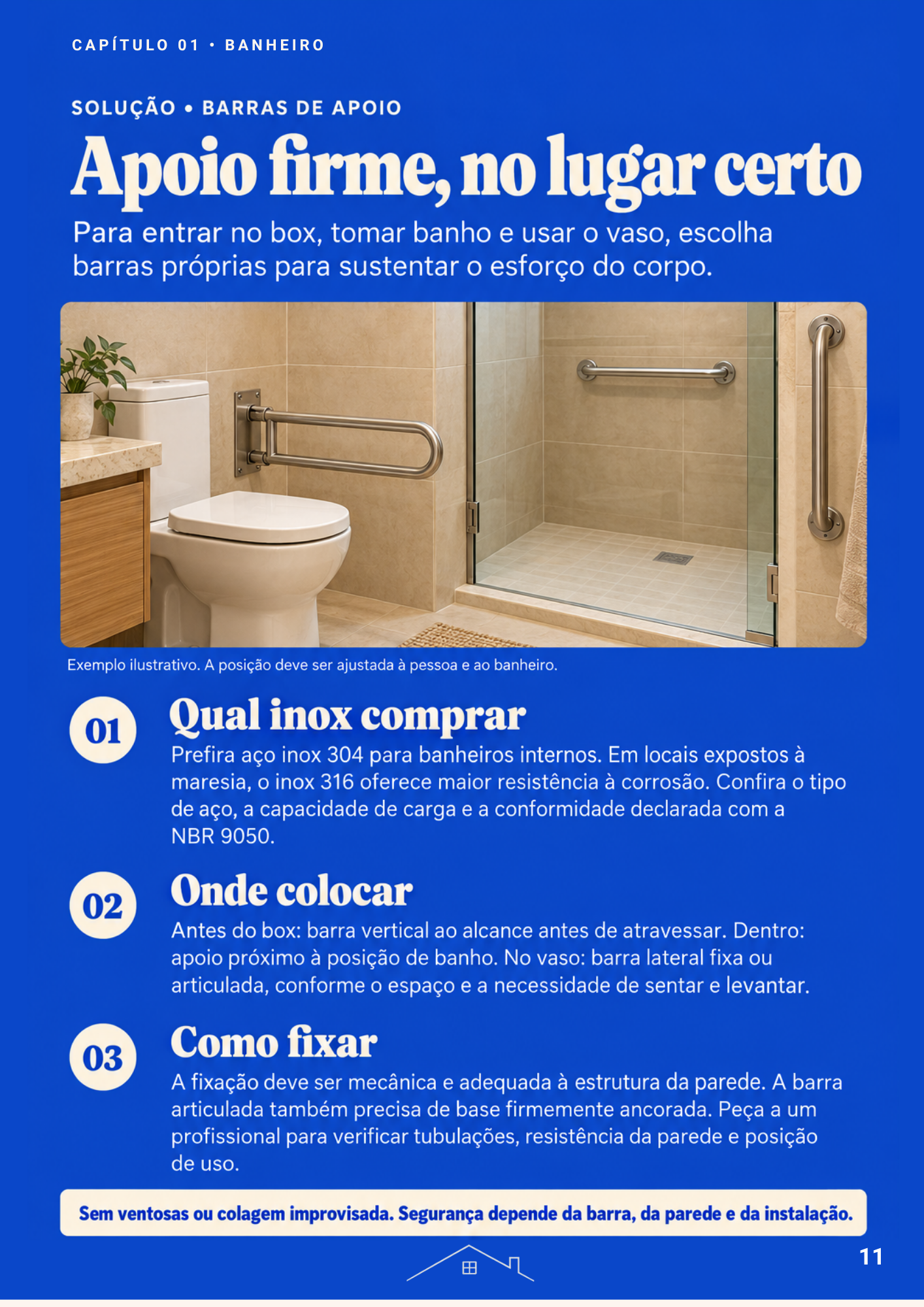 Página 11 da cartilha: Apoio firme, no lugar certo
